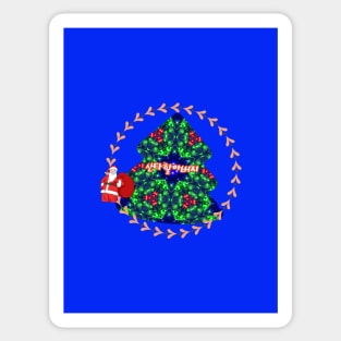 Christmas tree and Santa Claus. Sticker